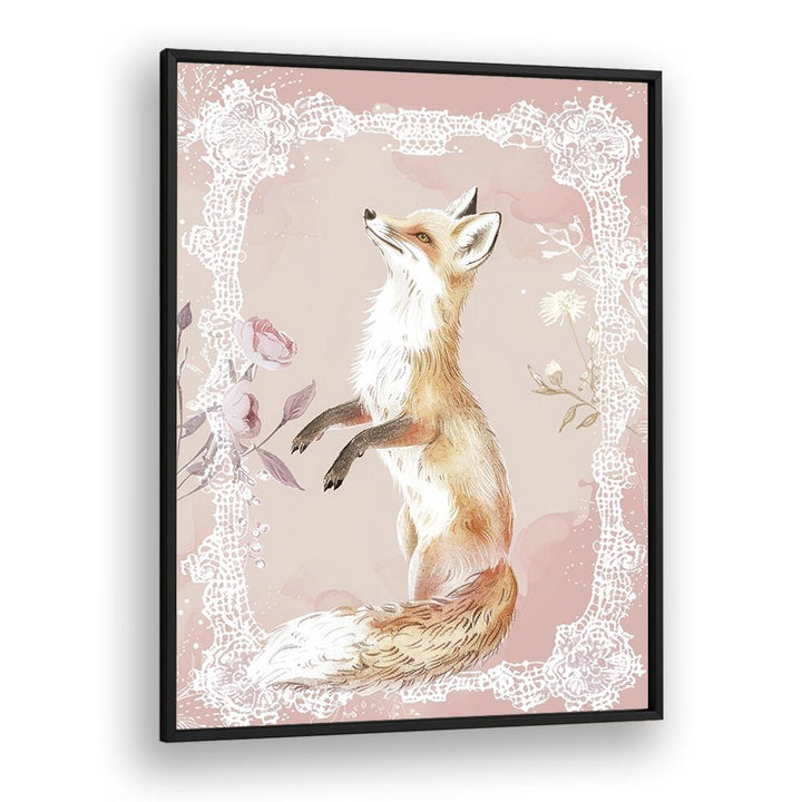 Gleeful Fox Kids art Artwork in Black Plain Frame
