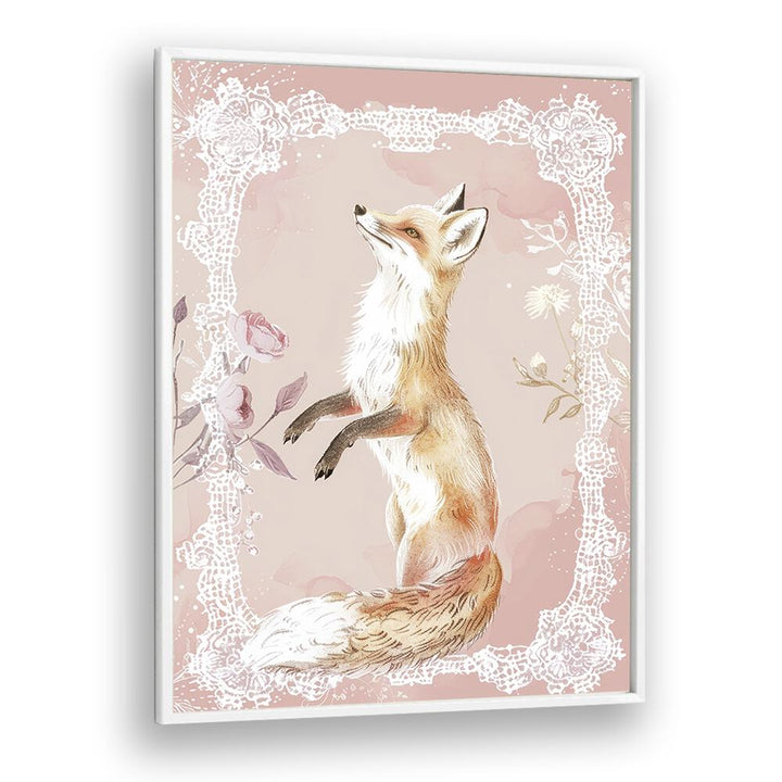 Gleeful Fox Kids art Artwork in White Plain Frame White
