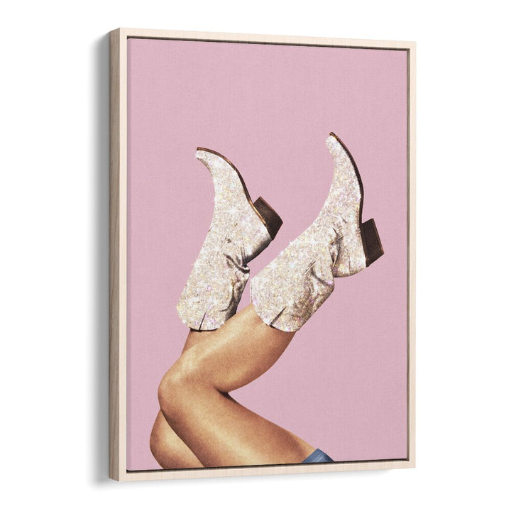 Glitter Boots-pink II  Surreal Painting Artwork in Oak Wood Plain Frame
