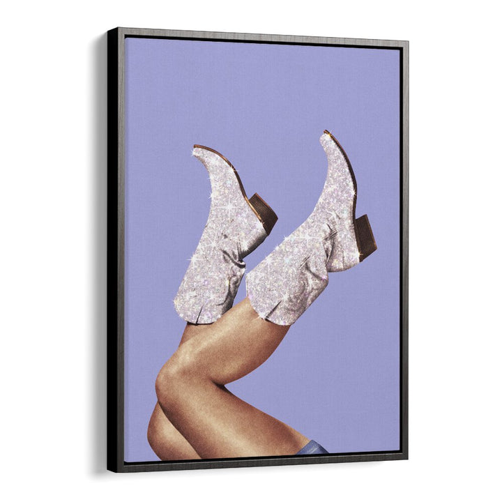 Glitter Boots-winkle  Surreal Painting  Artwork  in Black Floater Frame