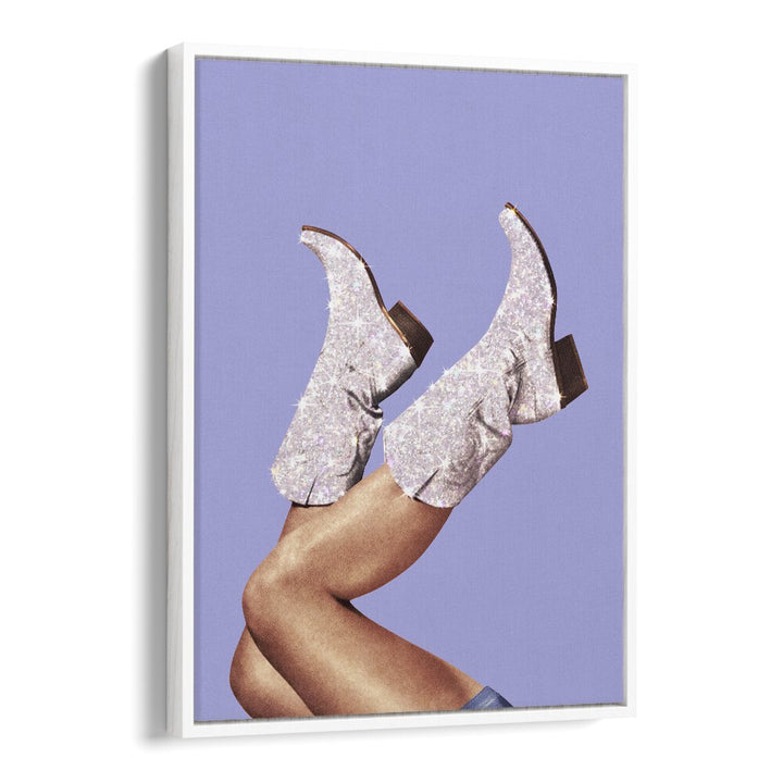 Glitter Boots-winkle  Surreal Painting Artwork  in White Floater Frame