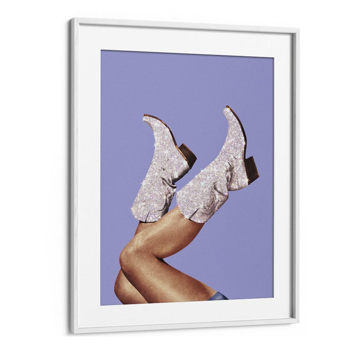 Glitter Boots-winkle  Surreal Painting Artwork  in White frame With Mount
