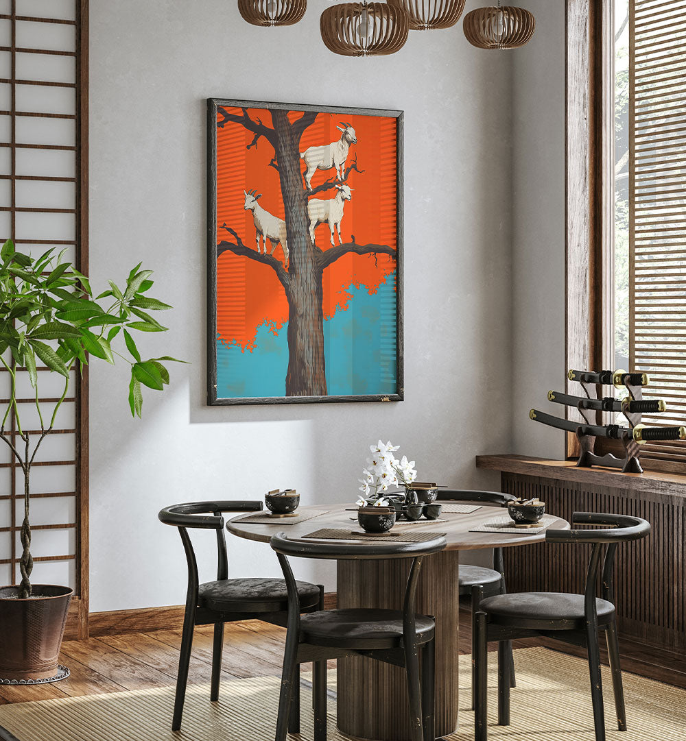 GOATS ON A ORANGE TREE