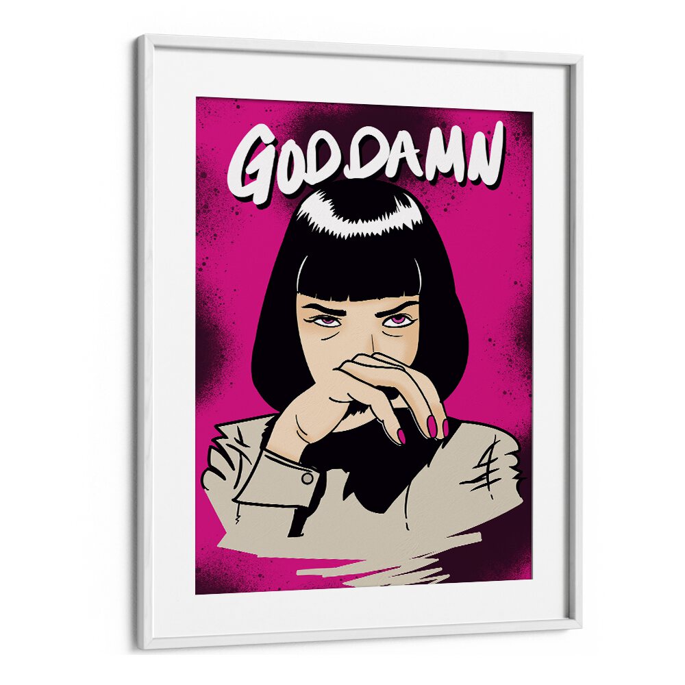 God Damn Pop Art Artwork in White Frame With Mount