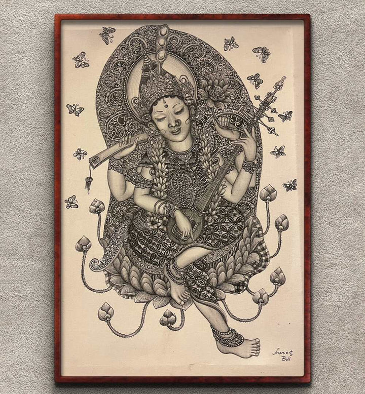 GODDESS SARASWATI , HANDMADE ARTWORKS