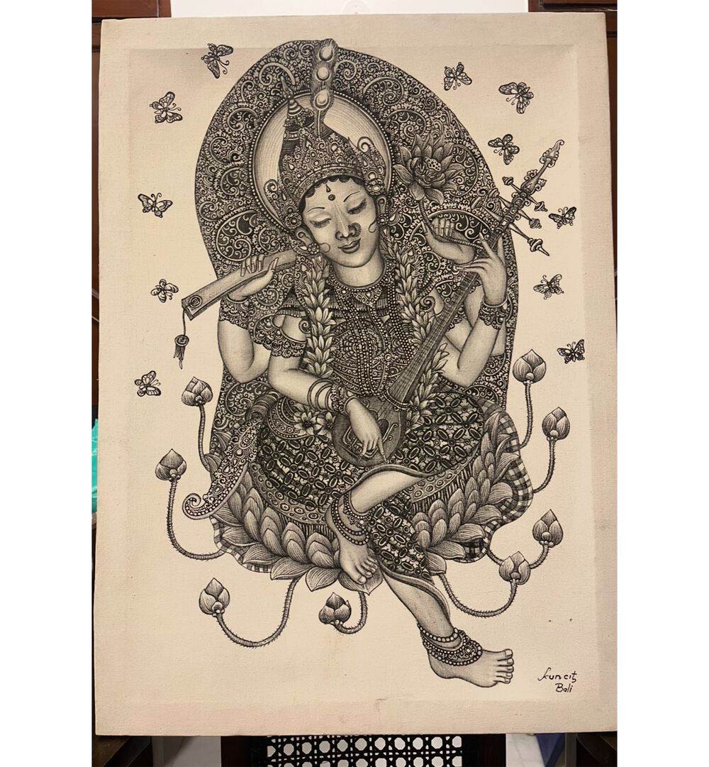 GODDESS SARASWATI , HANDMADE ARTWORKS