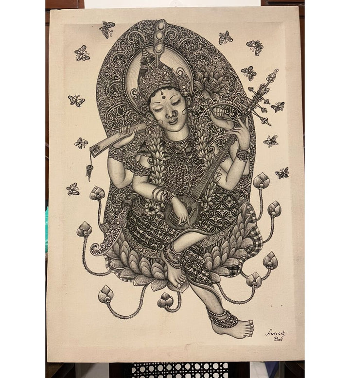 GODDESS SARASWATI , HANDMADE ARTWORKS