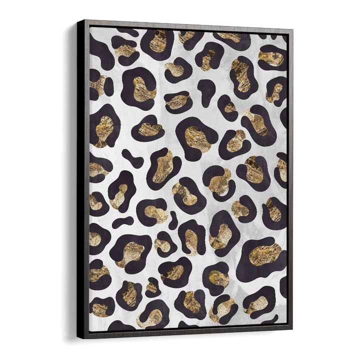 Gold Black Leopard Print Fashion Art Artwork in Black Floater Frame
