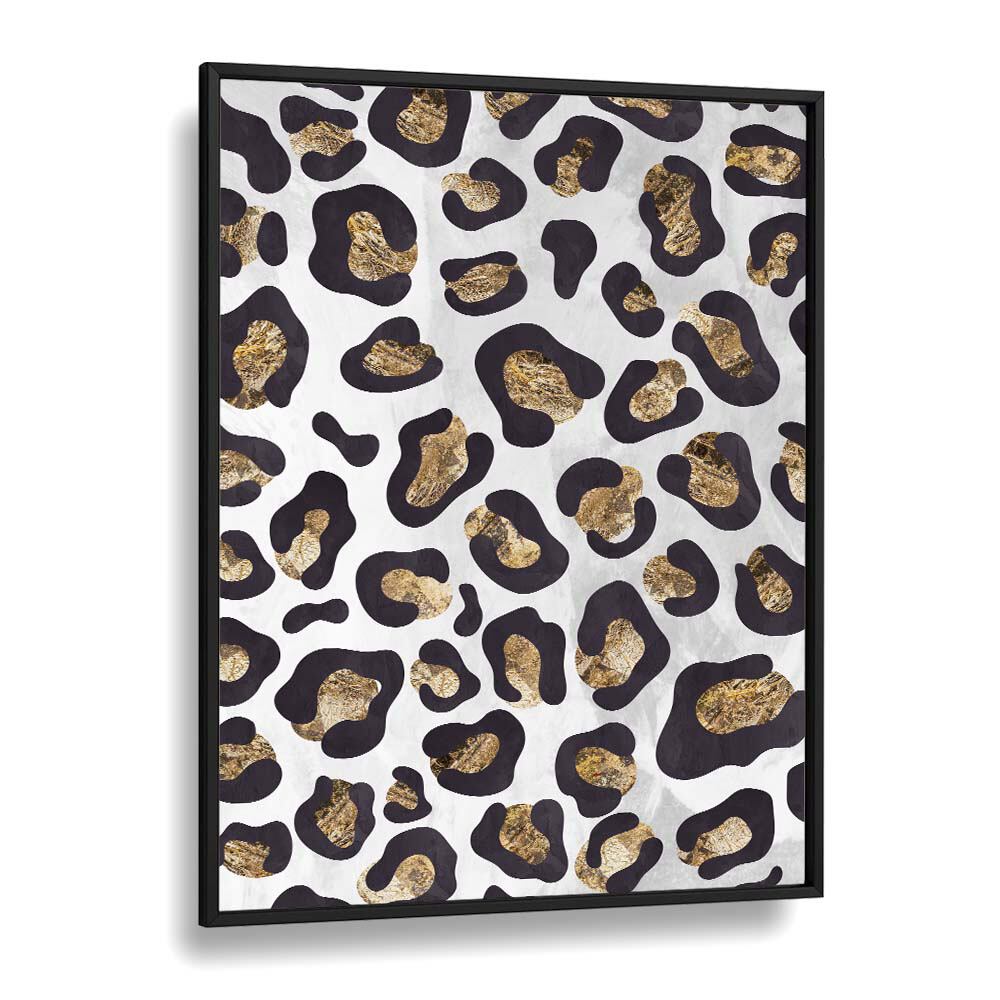 Gold Black Leopard Print Fashion art Artwork in Black Plain Frame
