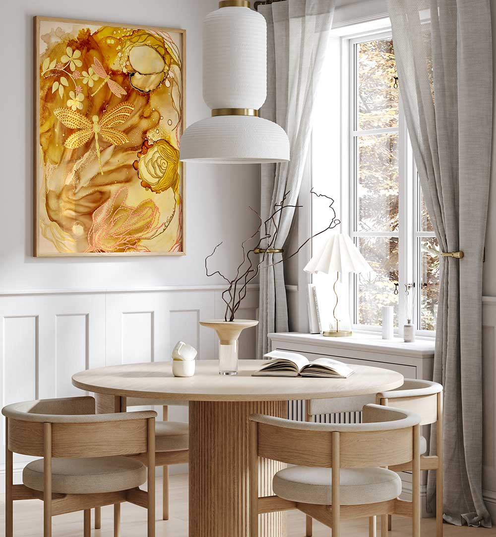 Golden Dragonflies Kids Room Paintings bring vibrant charm to your child's space with enchanting wall art.