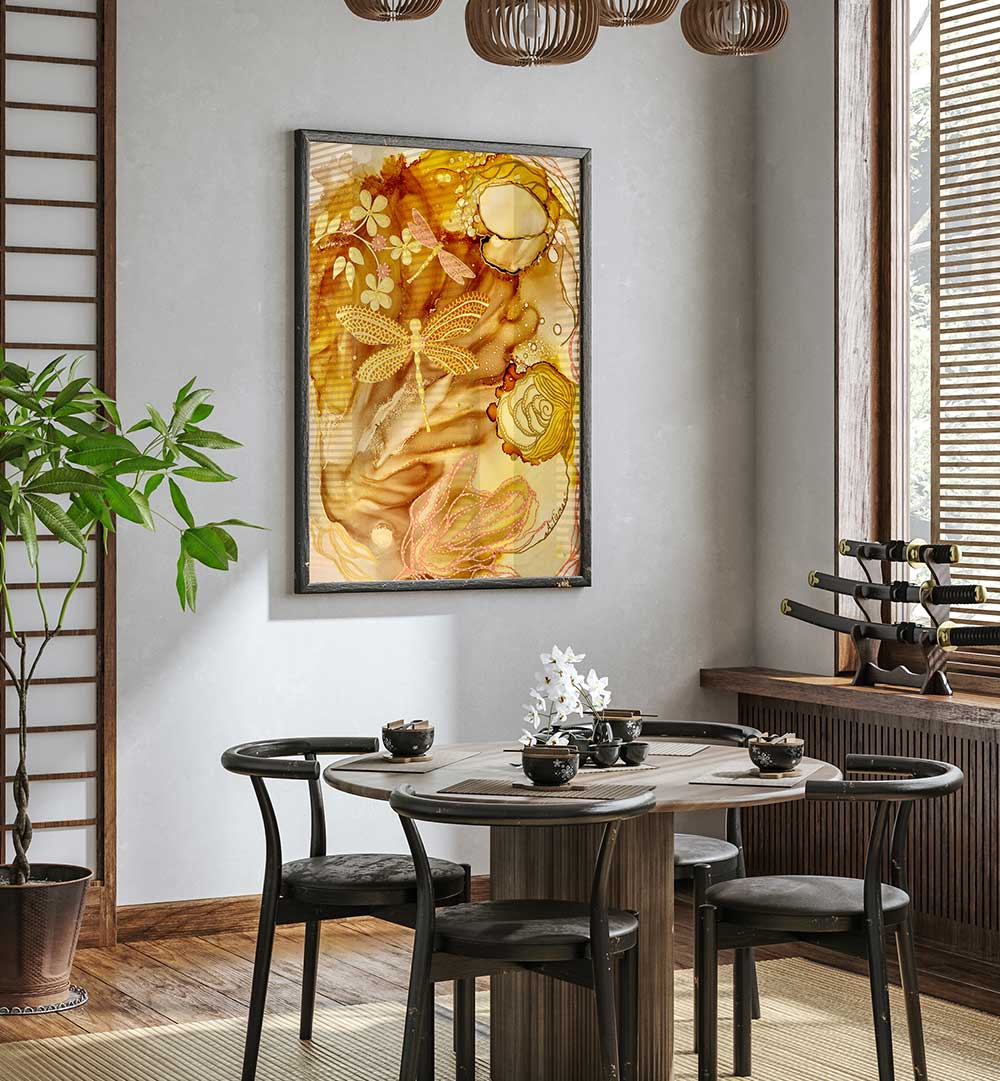 Vibrant GOLDEN DRAGONFLIES, KIDS ROOM PAINTINGS brighten up your child's space, sparking imagination and adventure.
