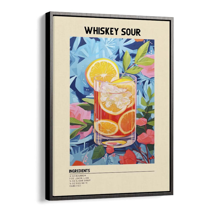 Golden Elegance Whiskey Sour Bar & Cafe Artwork in Black Floater Frame