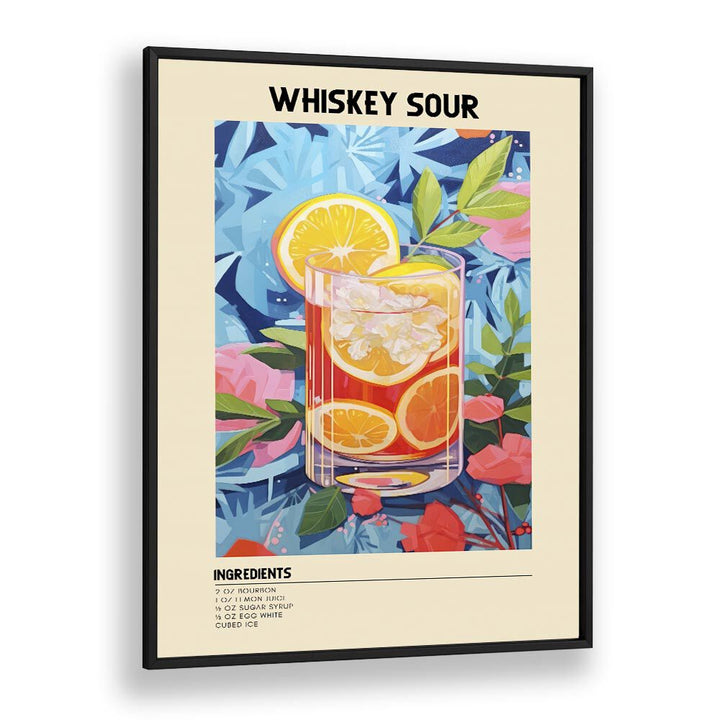 Golden Elegance Whiskey Sour Bar & Cafe Artwork in Black Plain Frame