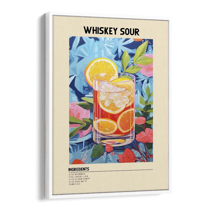 Golden Elegance Whiskey Sour Bar & Cafe Artwork in White Floater Frame