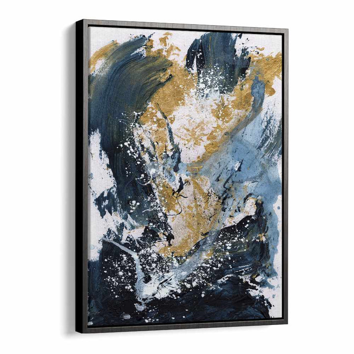 Golden Sea By Dan Hob day Abstract Art Artwork in Black Floater Frame