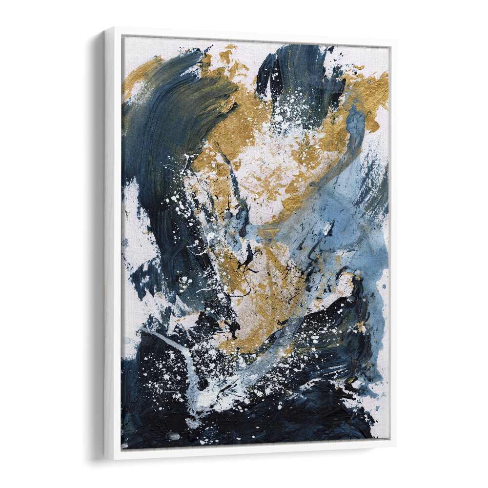 Golden Sea By Dan Hob day Abstract Art Artwork  in White Floater Frame