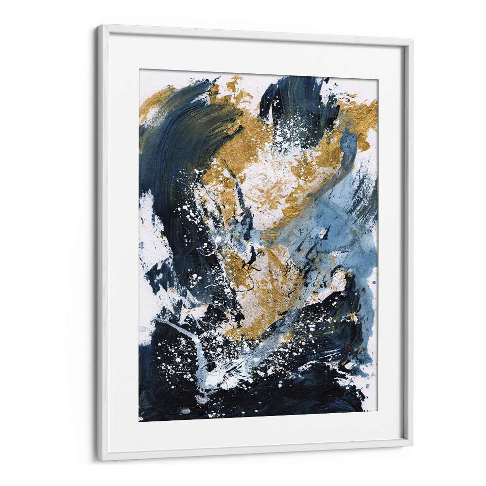 Golden Sea By Dan Hob day Abstract Art Artwork  in White frame With Mount