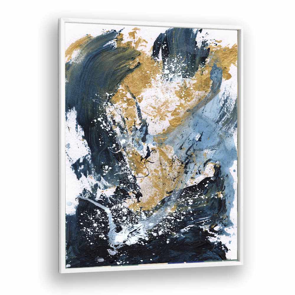 Golden Sea By Dan Hob day Abstract ArtArtwork in White Plain Frame
