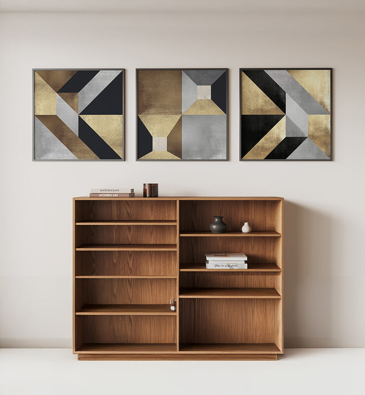 GOLDEN COMPASS SERIES , SET OF 3 PAINTINGS