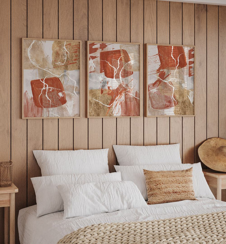 GOLDEN GLOBE SET , SET OF 3 PAINTINGS
