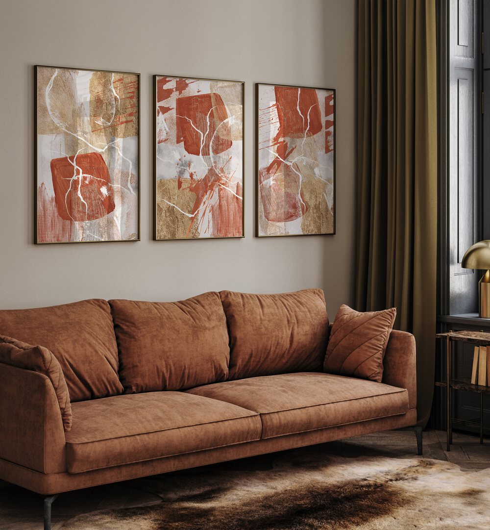 GOLDEN GLOBE SET , SET OF 3 PAINTINGS