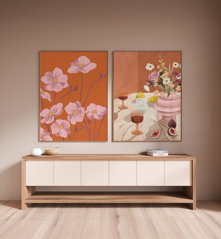 GOLDEN HOUR ELEGANCE SET , SET OF 2 PAINTINGS