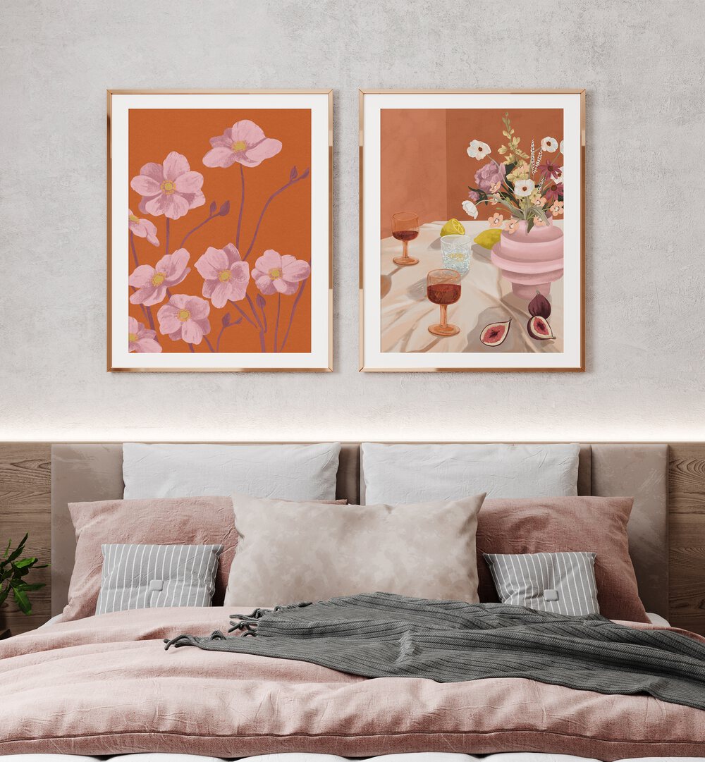 GOLDEN HOUR ELEGANCE SET , SET OF 2 PAINTINGS