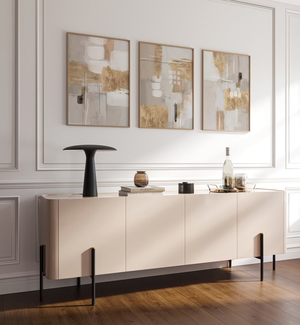 Elegant GOLDEN IMPRESSIONS SET, SET OF 3 PAINTINGS enhances your space with luxury and artistry, perfect for any room.