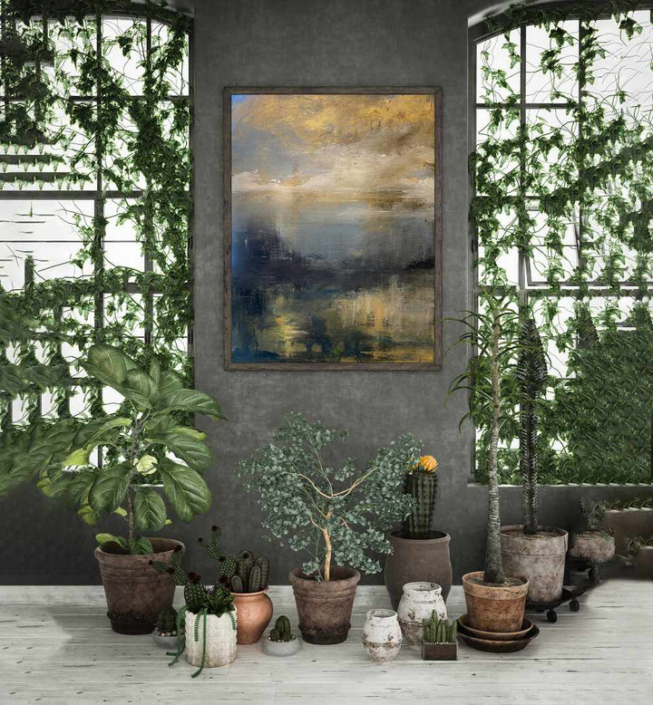 Elevate your space with GOLDEN MORNING, LANDSCAPE PAINTINGS, capturing tranquility in stunning abstract art.