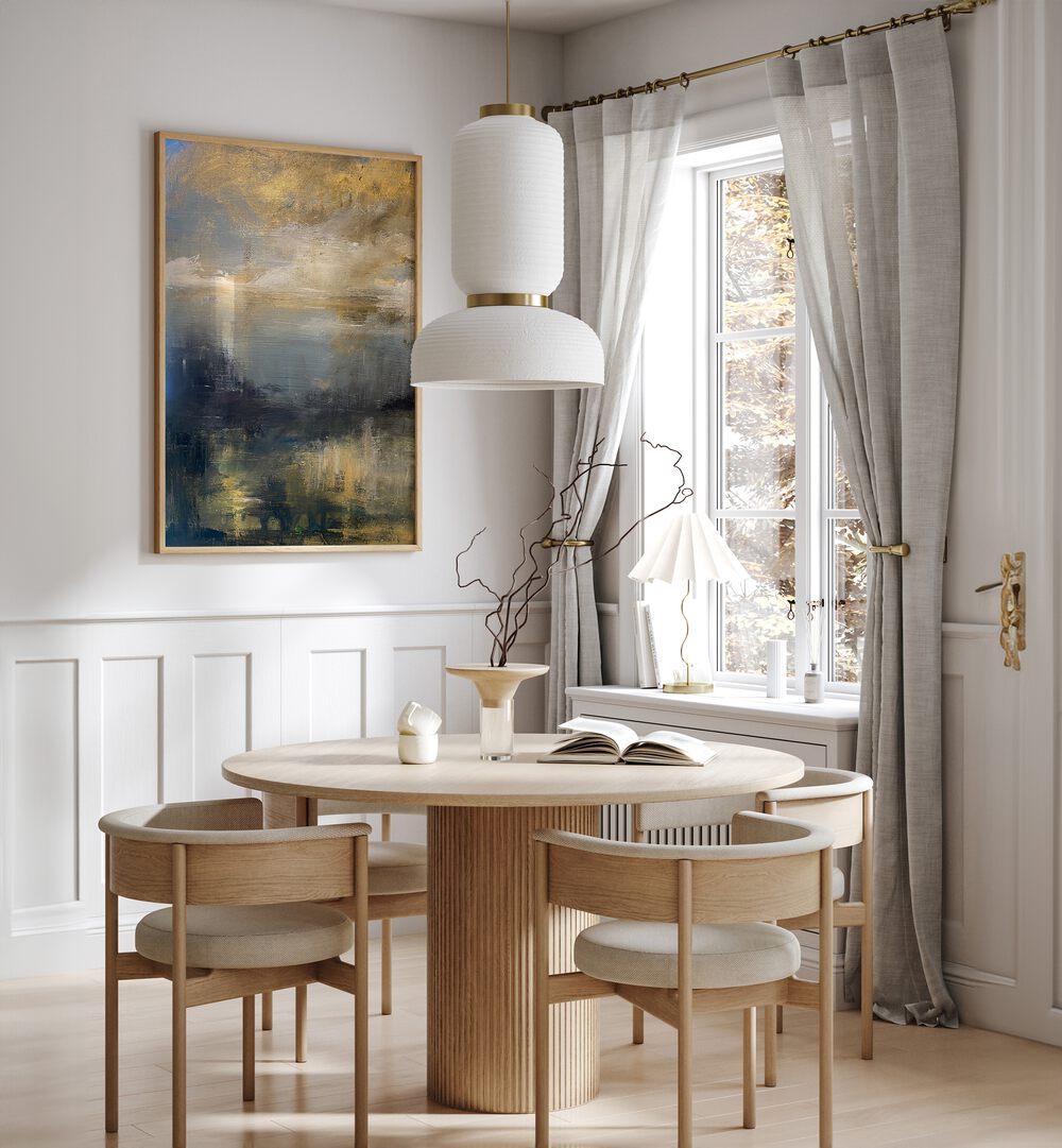 Brighten your space with GOLDEN MORNING, LANDSCAPE PAINTINGS, showcasing serene abstract beauty for home décor.