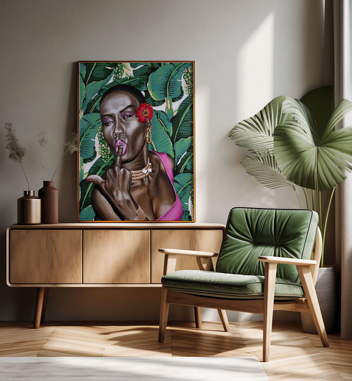 Got It Bad By Christian Beijer , African Art Artwork Placed on a wall In A Living Room 
