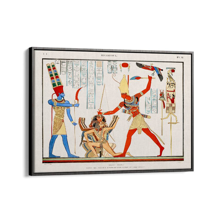 Grand Temple Egyptian Art Painting Artwork in Black Floater Frame
