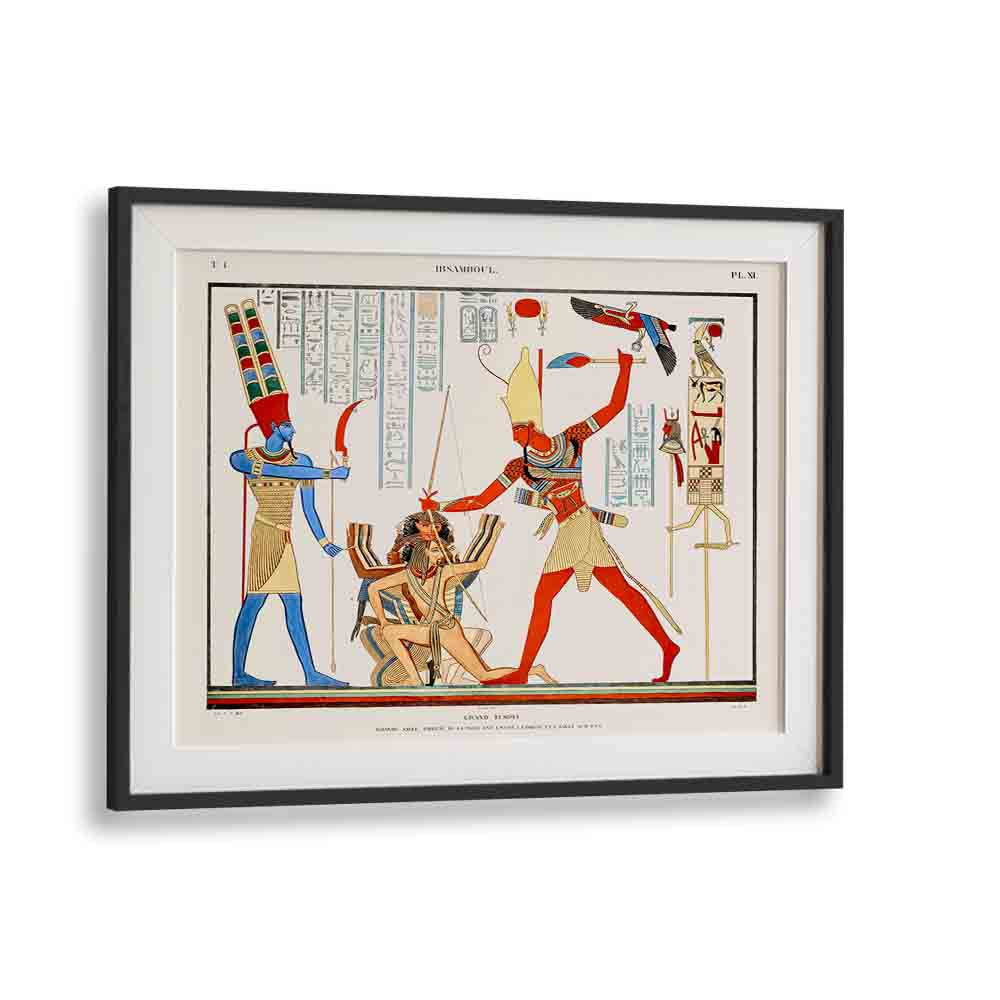 Grand Temple Egyptian Art Painting Artwork in Black Frame With Mount
