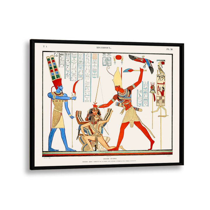 Grand Temple Egyptian Art Painting Artwork in Black Plain Frame
