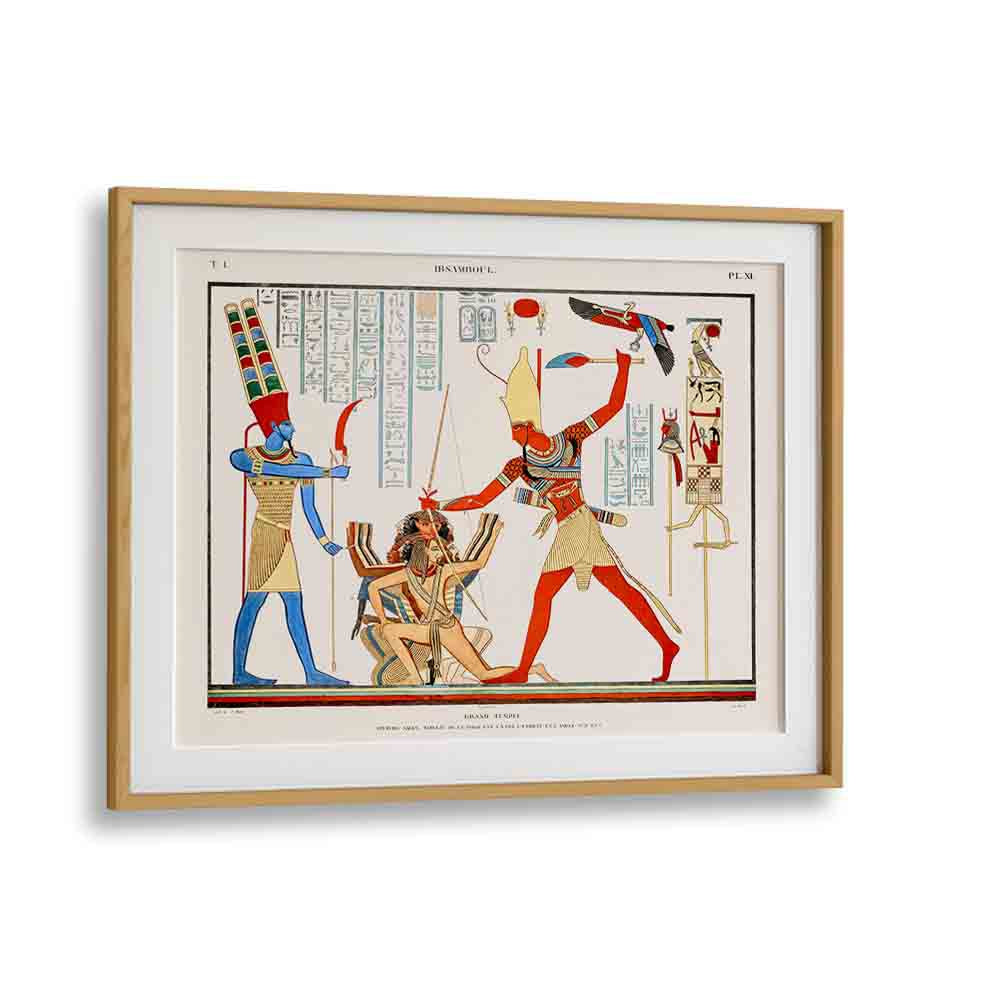 Grand Temple Egyptian Art Painting Artwork in Oak Wood Frame With Mount
