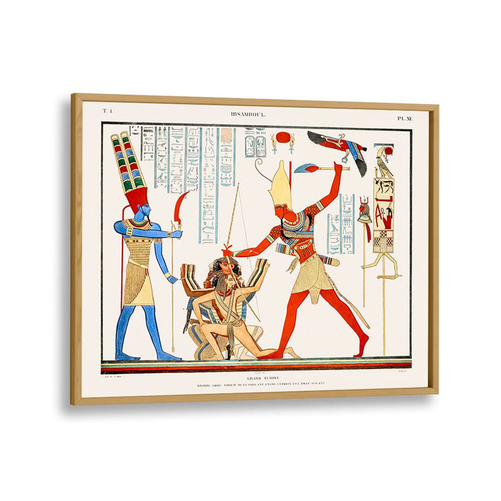 Grand Temple Egyptian Art Painting Artwork in Oak Wood Plain Frame
