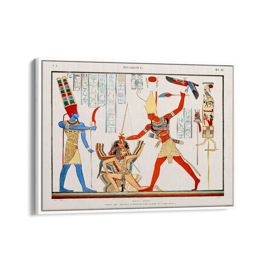 Grand Temple Egyptian Art Painting Artwork in White Floater Frame
