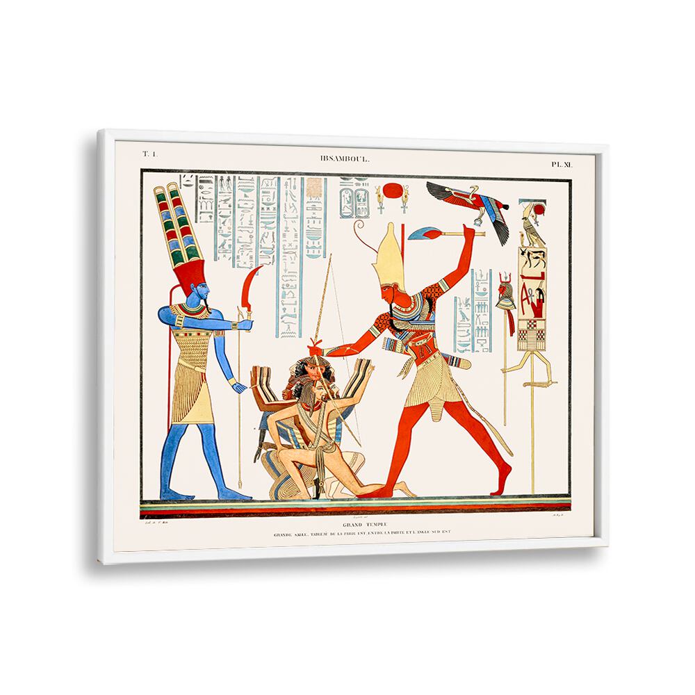 Grand Temple Egyptian Art Painting Artwork in White Plain Frame
