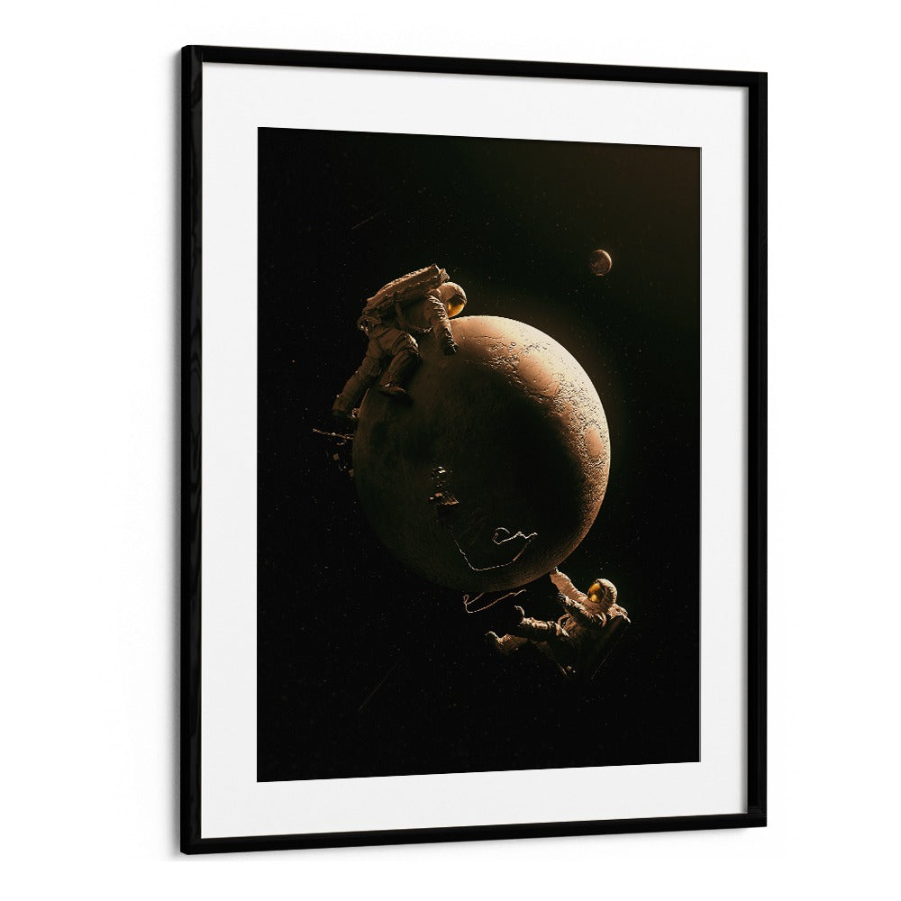 Gravity Play By Francis Minoza Astronaut & Nasa Paintings, Space Art Prints Artwork in Black Frame With Mount
