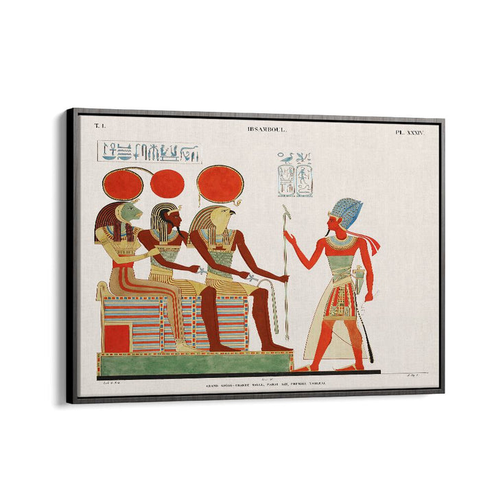 Great Speos Great Hall East Wall First Painting From Monuments De Legypte Et De La Nubie 1835-1845 Egyptian art painting Artwork in Black Floater Frame