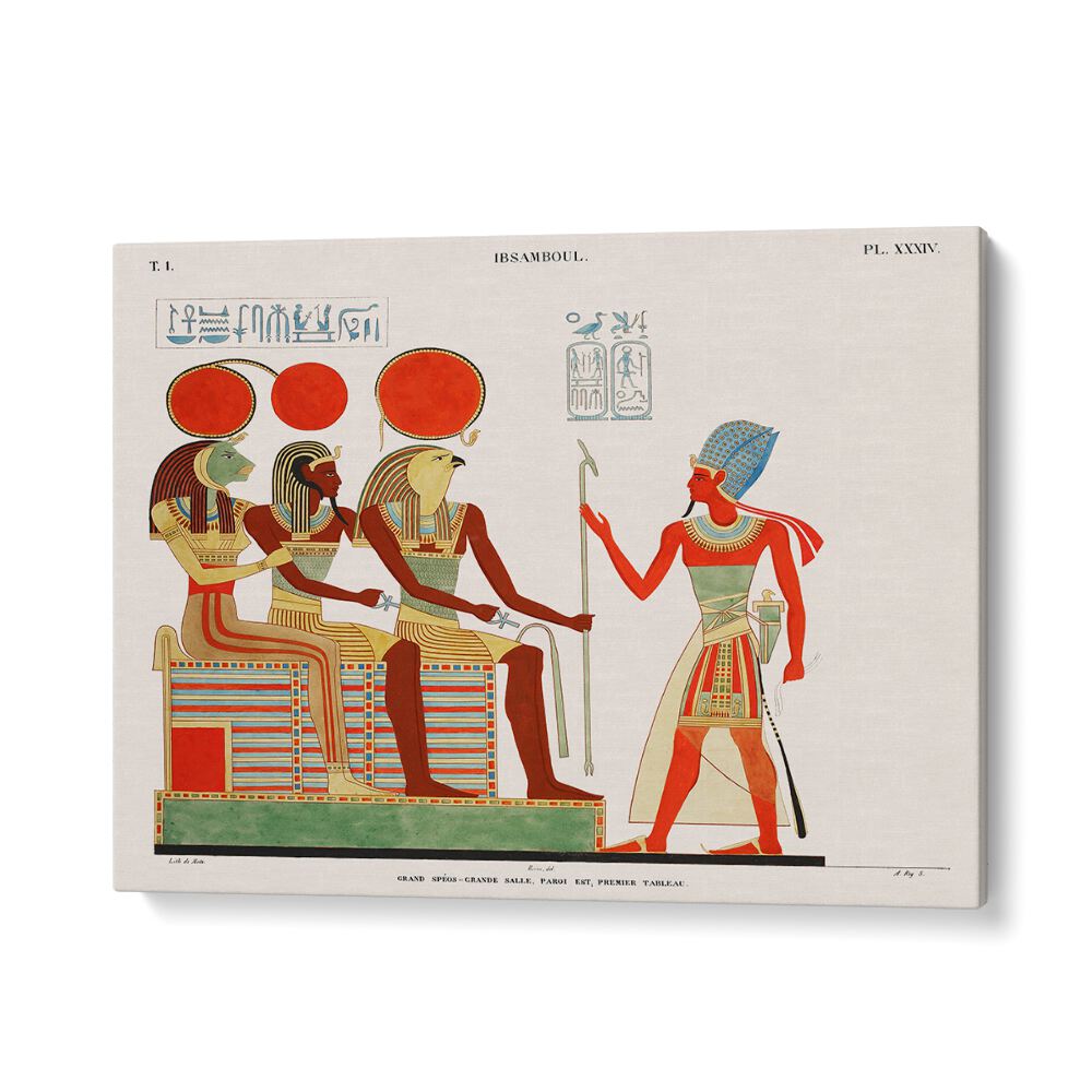 Great Speos Great Hall East Wall First Painting From Monuments De Legypte Et De La Nubie 1835-1845 Egyptian art painting Artwork in Gallery Wrap