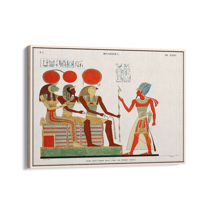 Great Speos Great Hall East Wall First Painting From Monuments De Legypte Et De La Nubie 1835-1845 Egyptian art painting Artwork in Oak Wood Floater Frame