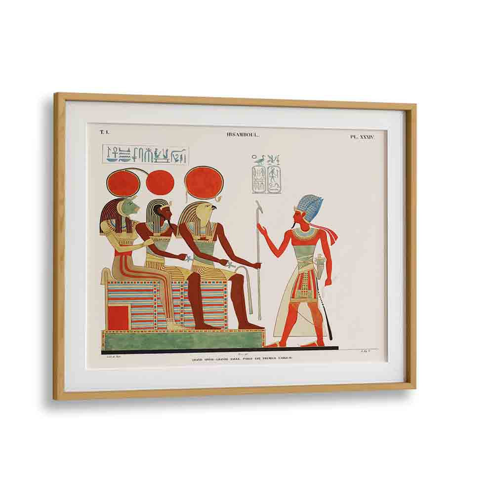 Great Speos Great Hall East Wall First Painting From Monuments De Legypte Et De La Nubie 1835-1845 Egyptian Art Painting Artwork in Oak Wood Frame With Mount
