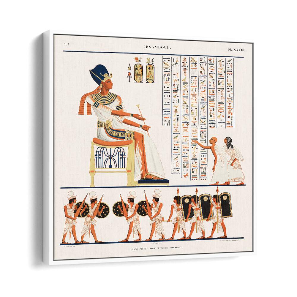 Great Speos North Wall Egyptian art painting Artwork in White Floater Frame