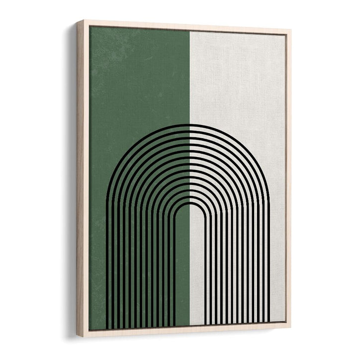 Green boho lines Boho Art Artwork in Oak Wood Floater Frame