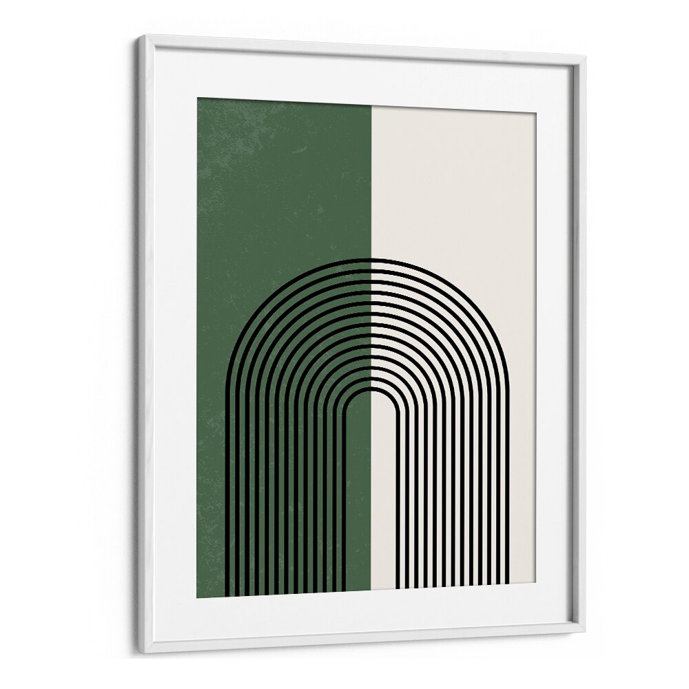 Green boho lines  Boho  Art Artwork in White Frame With Mount