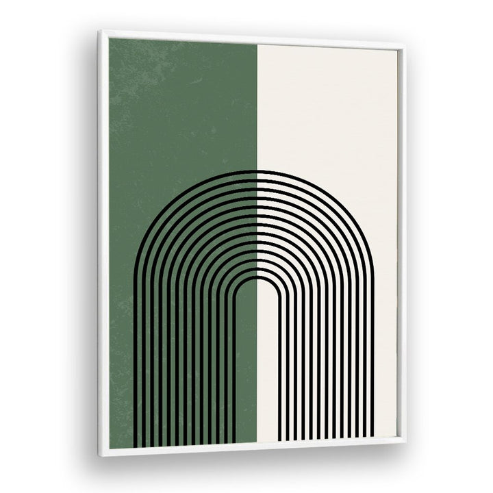 Green boho lines  Boho Art Artwork in White Plain Frame