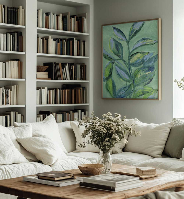 GREEN FOLIAGE , FLORAL FLOWER PAINTINGS