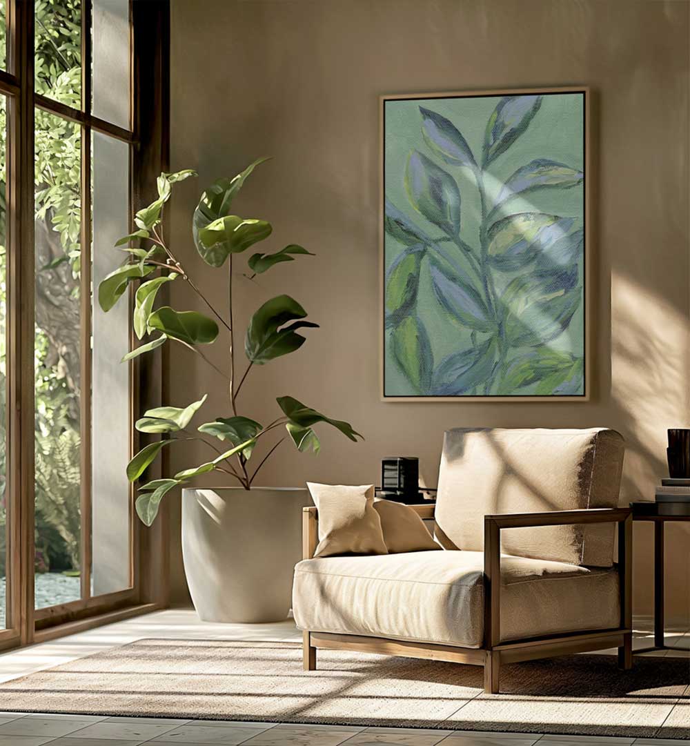 GREEN FOLIAGE , FLORAL FLOWER PAINTINGS