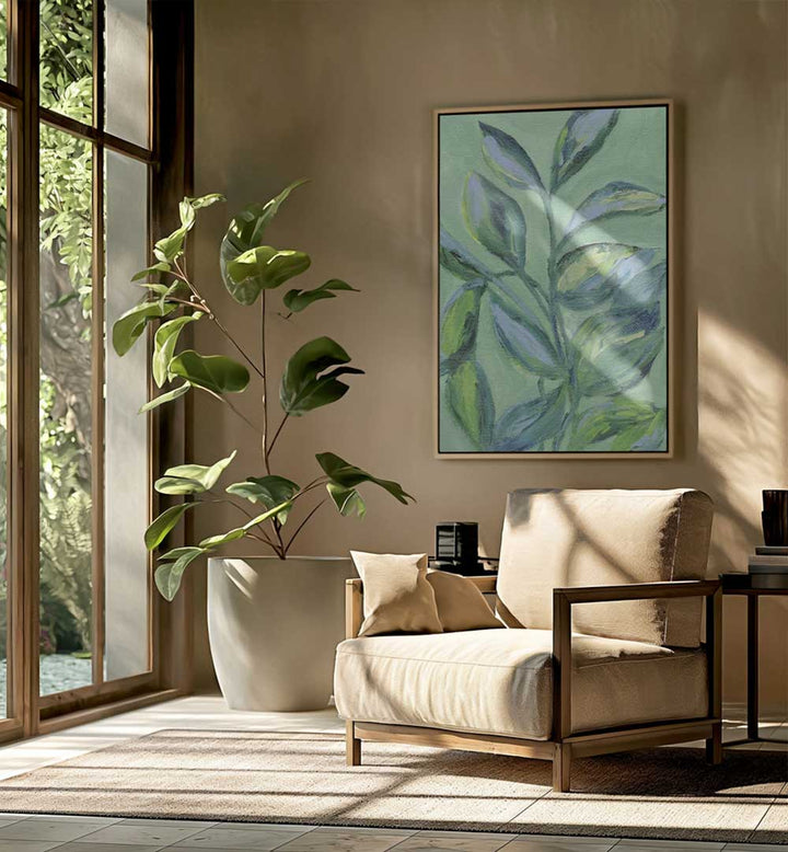 GREEN FOLIAGE , FLORAL FLOWER PAINTINGS